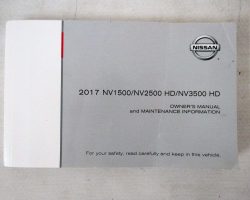2017 Nissan NV1500 NV2500 HD3500 NV3500 HD Owner's Manual