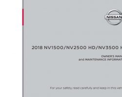 2018 Nissan NV1500 NV2500 HD3500 NV3500 HD Owner's Manual