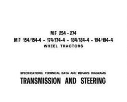 Massey Ferguson Wheeled 154 154-4 174 174-4 184 184-4 194 194-4 Tractor, Transmission and Steering Only, Service Manual