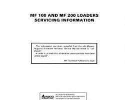 Massey Ferguson 100 101 102 200 Industrial Loader Service Manual