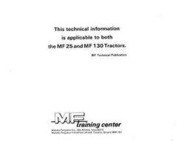 Massey Ferguson 25 130 Tractor Service Manual