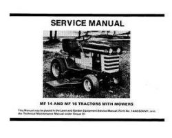 Massey Ferguson 14 16 Lawn Tractor Service Manual