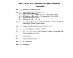 Massey Ferguson 410 510 Combine Service Manual Packet