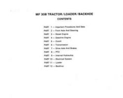 Massey Ferguson 30B Tractor Loader Backhoe Service Manual Packet