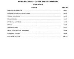 Massey Ferguson 60 Tractor Loader Backhoe Service Manual Packet