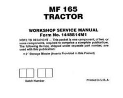 Massey Ferguson 165 Tractor Service Manual Packet