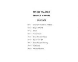 Massey Ferguson 285 Tractor Service Manual Packet