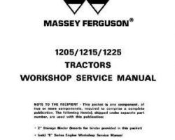 Massey Ferguson 1205 1215 1225 Tractors Service Manual Packet