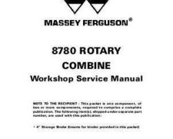 Massey Ferguson 8780 8780XP 8780CE Rotary Combines Service Manual Packet