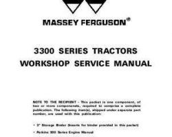 Massey Ferguson 3300 Series Tractor Service Manual Packet