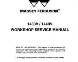 Massey Ferguson 1433V 1440V Compact Tractor Service Manual Packet