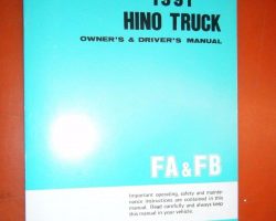 1991 Hino FA Truck Owner's Manual