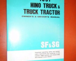1991 Hino SG Truck Owner's Manual
