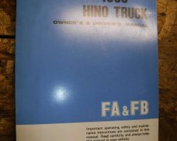 1995 Hino FB Truck Owner's Manual