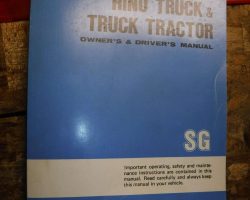 1995 Hino SG Truck Owner's Manual