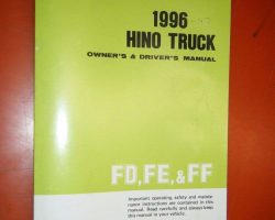 1996 Hino FD Truck Owner's Manual