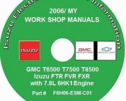 2006 Isuzu FTR Truck 7.8L Diesel Service Manual CD