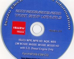 2009 Isuzu NPR Truck 5.2L Diesel Engine Shop Service Repair Manual CD