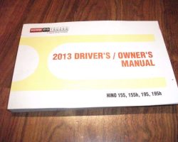 2013 Hino 195 Truck Owner's Manual