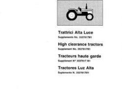 Massey Ferguson 3537817M1 Operator Manual - 383 / 393 Tractor (high clearance supplement, Italian built)