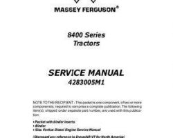 Massey Ferguson 8400 Series Tractors Service Manual Packet