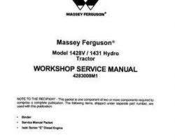 Massey Ferguson 1428V 1431 Hydrostatic Transmission Tractor Service Manual