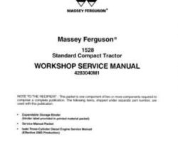 Massey Ferguson 1528 Standard Compact Tractor Service Manual Packet