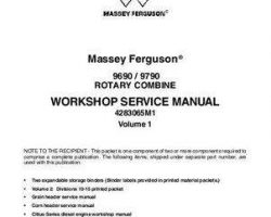 Massey Ferguson 9690 9790 Combine, Volume 1 and 2, Service Manual Packet