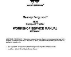 Massey Ferguson 1523 Compact Tractor Service Manual Packet