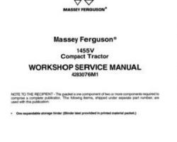 Massey Ferguson 1455V Compact Tractor Service Manual Packet