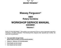 Massey Ferguson 9895 Rotary Combine Service Manual Packet