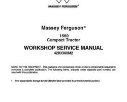 Massey Ferguson 1560 Compact Tractor Service Manual Packet