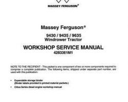 Massey Ferguson 9430 9435 9635 Windrower Tractor Service Manual