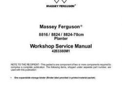 Massey Ferguson 8816 8824 Planter Service Manual Packet