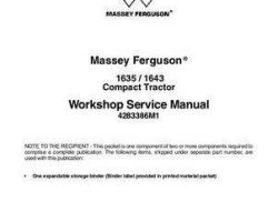 Massey Ferguson 1635 1643 Compact Tractor Service Manual Packet