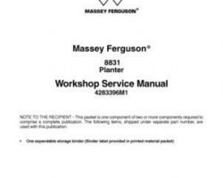 Massey Ferguson 8831 Center Fill Planter Service Manual Packet