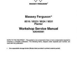 Massey Ferguson 8516 8516 8524 8531 Planter Service Manual Packet