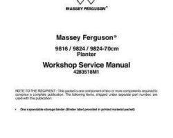 Massey Ferguson 9816 9824 9824-70cm Planter Service Manual Packet