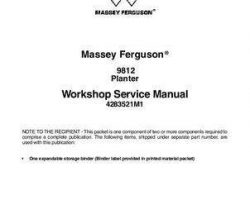 Massey Ferguson 9812 Planter Service Manual Packet