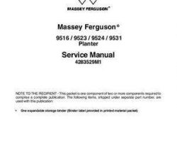 Massey Ferguson 9516 9523 9524 9531 Planter Service Manual Packet