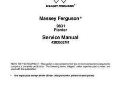 Massey Ferguson 9831 Planter Service Manual Packet