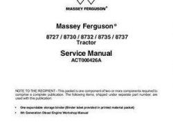 Massey Ferguson 8727 8730 8732 8735 8737 Tractor Service Manual
