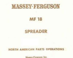 Massey Ferguson 651113M94 Parts Book - 18 Manure Spreader