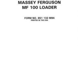 Massey Ferguson 651132M94 Parts Book - 100 Industrial Loader