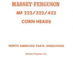 Massey Ferguson 651174M93 Parts Book - 222 / 322 / 422 Corn Head