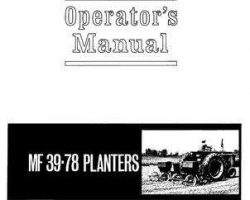 Massey Ferguson 690257M6 Operator Manual - 39 Planter (prior to 1972) / 78 Planter (all)
