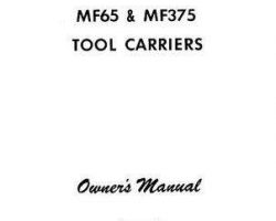 Massey Ferguson 690303M1 Operator Manual - 375 / 65 Tool Carrier