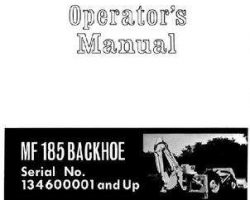 Massey Ferguson 690328M4 Operator Manual - 185 Backhoe Attachment