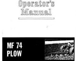 Massey Ferguson 690349M6 Operator Manual - 74 Moldboard Plow (mounted)