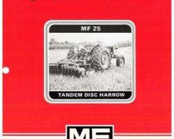 Massey Ferguson 690400M7 Operator Manual - 25 Disc Harrow (tandem)